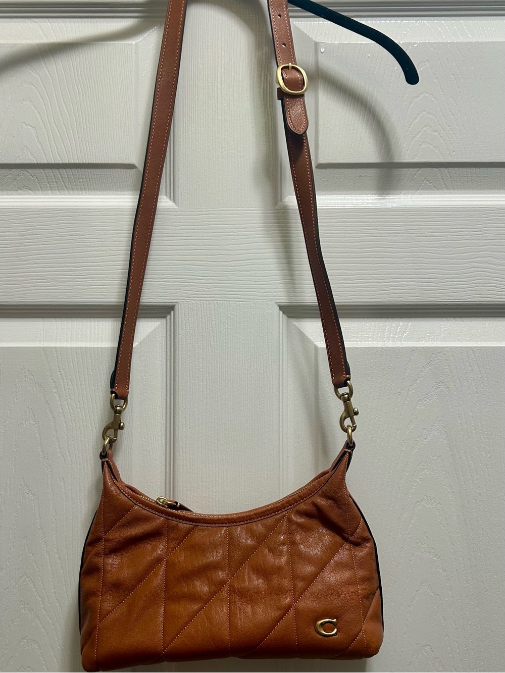 Coach Quilted Leather Crossbody in Cognac Brown